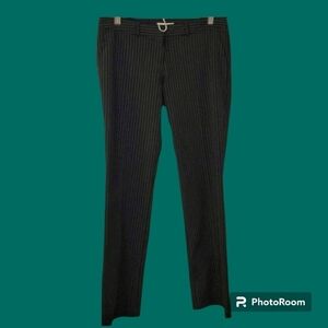 BRAVA 1990s Wrinkle Free Black Trendy Pinstripe Lowrise Dress Pants